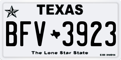 TX license plate BFV3923