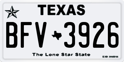 TX license plate BFV3926