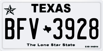 TX license plate BFV3928