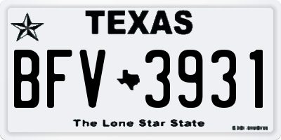 TX license plate BFV3931