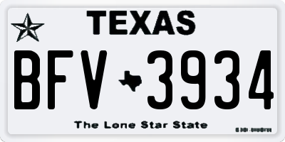 TX license plate BFV3934