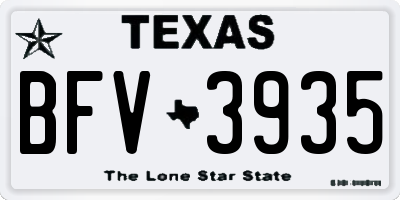 TX license plate BFV3935
