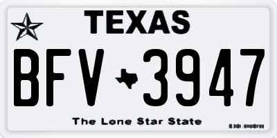 TX license plate BFV3947