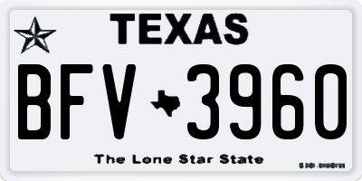 TX license plate BFV3960