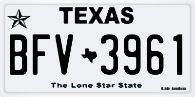 TX license plate BFV3961