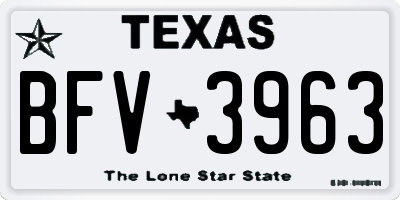 TX license plate BFV3963