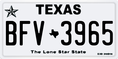 TX license plate BFV3965