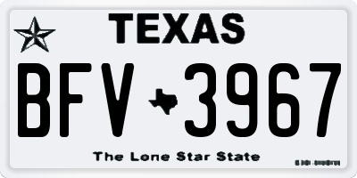 TX license plate BFV3967