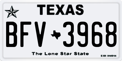 TX license plate BFV3968