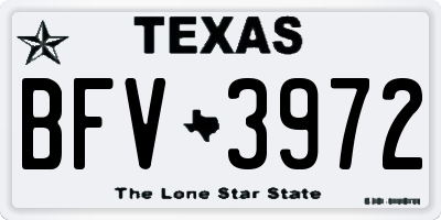 TX license plate BFV3972