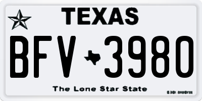 TX license plate BFV3980