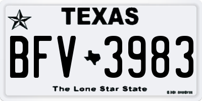 TX license plate BFV3983