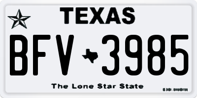 TX license plate BFV3985