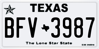 TX license plate BFV3987