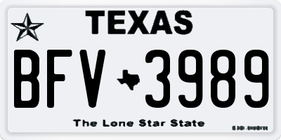 TX license plate BFV3989
