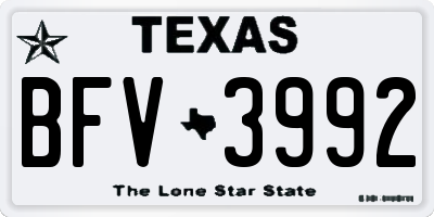 TX license plate BFV3992