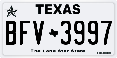 TX license plate BFV3997