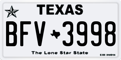 TX license plate BFV3998
