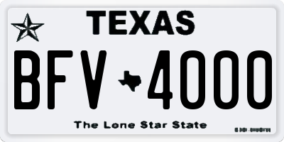 TX license plate BFV4000