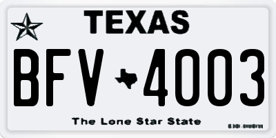 TX license plate BFV4003