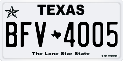 TX license plate BFV4005