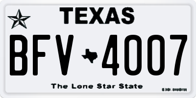 TX license plate BFV4007