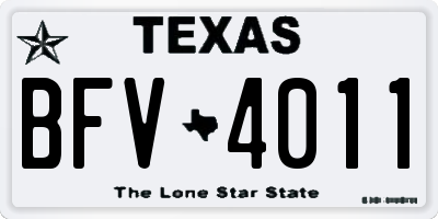 TX license plate BFV4011