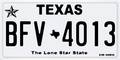 TX license plate BFV4013
