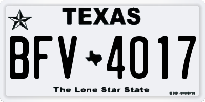 TX license plate BFV4017