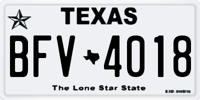 TX license plate BFV4018