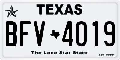 TX license plate BFV4019
