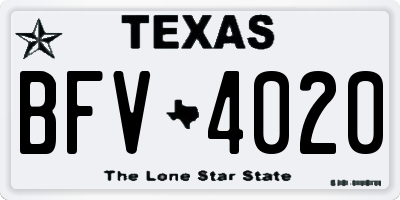 TX license plate BFV4020