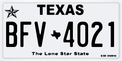 TX license plate BFV4021