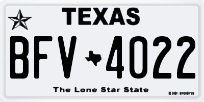 TX license plate BFV4022