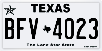 TX license plate BFV4023