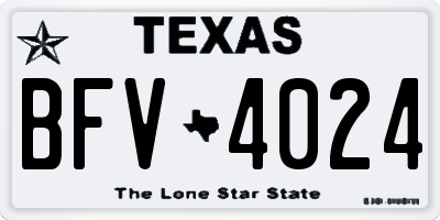 TX license plate BFV4024