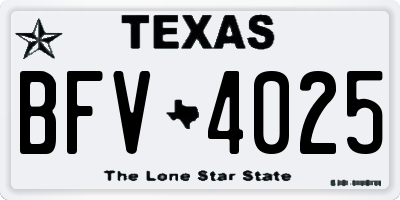TX license plate BFV4025