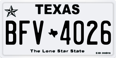 TX license plate BFV4026