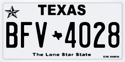 TX license plate BFV4028