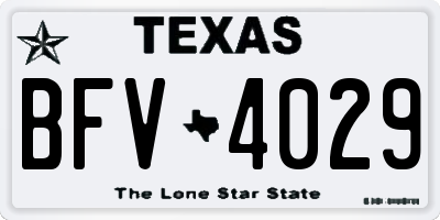 TX license plate BFV4029