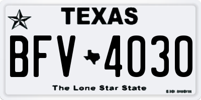 TX license plate BFV4030