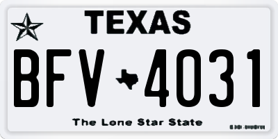TX license plate BFV4031