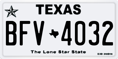 TX license plate BFV4032