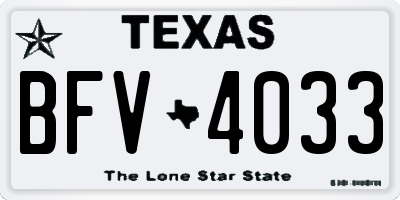 TX license plate BFV4033