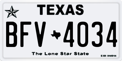 TX license plate BFV4034