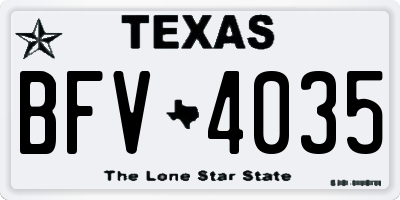TX license plate BFV4035