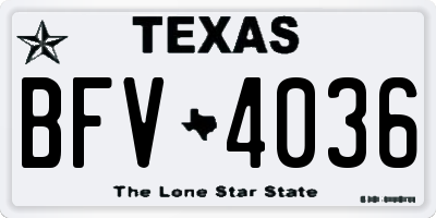TX license plate BFV4036