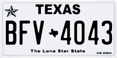 TX license plate BFV4043