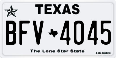 TX license plate BFV4045