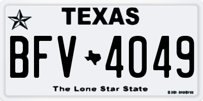TX license plate BFV4049